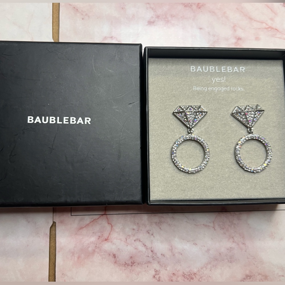 NEW BaubleBar “Yes”  Silver Crystal Earrings